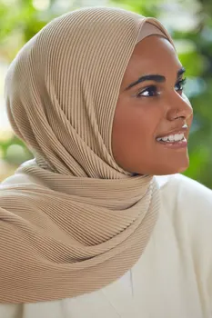 2022 Novo 180x90CM Muçulmano Cor Sólida Pregas Listrada de Mulheres de Hijab Moda feminina de grandes dimensões Xale Lenço Pronto Turbante Véu