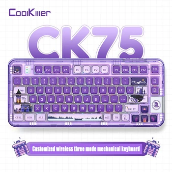 CoolKiller CK75 Roxo, Através de Edição De 2,4 G/ com Fio/Bluetooth modo de três teclado Mecânico de Luz RGB full-Chave Hot-swap