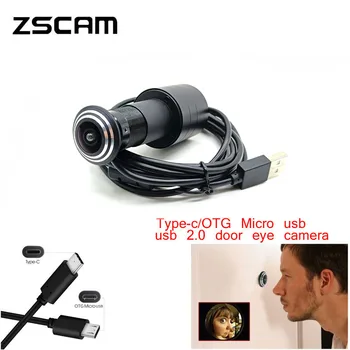 Olho porta da Vigilância 720P/1080P Tipo-C/OTG Porta USB de Unidade-Livre olho mágico Câmera Mini Lente Olho de Peixe de Segurança de Vídeo Buraco USB Cam