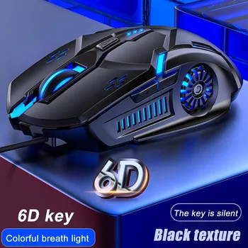 Mouse 6D 3200 LED Moda, Jogos Coloridos Mudo DPI Por Volta de Respiração Mouse com Fio Mouse Escritório Portátil de Entretenimento Mudo de Acesso