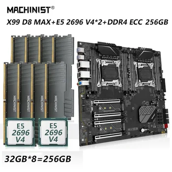 MAQUINISTA X99 D8 MAX placa-Mãe LGA 2011-3 CPU Dual Conjunto de Kit Xeon E5 2696 V4*2 Processador 256G=32G*8 ECC RAM DDR4 de Oito Canais