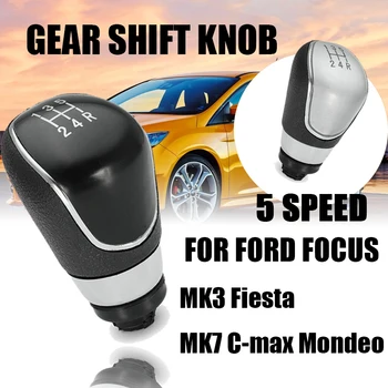 5/6 Velocidade Botão de Mudança de marcha Chrome Botina de Couro Preto de Arranque a Tampa Para o Ford Focus MK2 Focus MK3/Fiesta MK7/Mondeo MK4 Trânsito